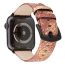 Snakeskin Leather Replacement Watch Band For Apple Watch Series 7 45mm / 6 & SE & 5 & 4 44mm / 3 & 2 & 1 42mm(Gold)
