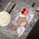 Abstract Marble Pattern TPU Protective Case For iPhone 13 mini(Rhombus Orange Purple)