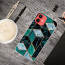 Abstract Marble Pattern TPU Protective Case For iPhone 13 mini(Rhombus Dark Green)