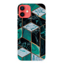 Abstract Marble Pattern TPU Protective Case For iPhone 13 mini(Rhombus Dark Green)