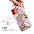 Abstract Marble Pattern TPU Protective Case For iPhone 13(Rhombus Orange Purple)