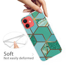 Abstract Marble Pattern TPU Protective Case For iPhone 13(Rhombus Green)