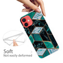 Abstract Marble Pattern TPU Protective Case For iPhone 13(Rhombus Dark Green)