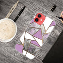 Abstract Marble Pattern TPU Protective Case For iPhone 13(Rhombus Gray Purple)