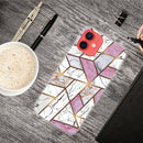Abstract Marble Pattern TPU Protective Case For iPhone 13(Rhombus White Purple)