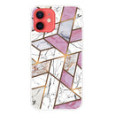 Abstract Marble Pattern TPU Protective Case For iPhone 13(Rhombus White Purple)
