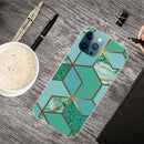 Abstract Marble Pattern TPU Protective Case For iPhone 13 Pro Max(Rhombus Green)