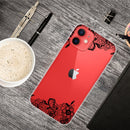 Painted Pattern High Transparent TPU Protective Case For iPhone 13 mini(Lace Flower)