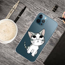 Painted Pattern High Transparent TPU Protective Case For iPhone 13 Pro(Tilted Head Cat)