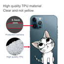 Painted Pattern High Transparent TPU Protective Case For iPhone 13 Pro(Tilted Head Cat)