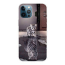 Painted Pattern High Transparent TPU Protective Case For iPhone 13 Pro Max(Reflection Cat Tiger)
