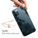 Painted Pattern High Transparent TPU Protective Case For iPhone 13 Pro Max(Black Rose)