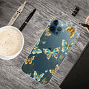 Painted Pattern High Transparent TPU Protective Case For iPhone 13 Pro Max(Golden Butterflies)