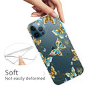 Painted Pattern High Transparent TPU Protective Case For iPhone 13 Pro Max(Golden Butterflies)