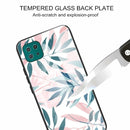 For Samsung Galaxy A22 5G Colorful Painted Glass Shockproof Protective Case(Leaves)