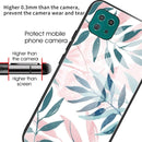 For Samsung Galaxy A22 5G Colorful Painted Glass Shockproof Protective Case(Leaves)