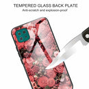 For Samsung Galaxy A22 5G Colorful Painted Glass Shockproof Protective Case(Flower)