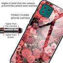 For Samsung Galaxy A22 5G Colorful Painted Glass Shockproof Protective Case(Flower)