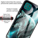 For Samsung Galaxy A22 5G Colorful Painted Glass Shockproof Protective Case(Wolf)