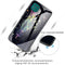 For Samsung Galaxy A22 5G Colorful Painted Glass Shockproof Protective Case(Feather)