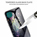 For Samsung Galaxy A22 5G Colorful Painted Glass Shockproof Protective Case(Feather)