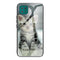 For Samsung Galaxy A22 5G Colorful Painted Glass Shockproof Protective Case(Cute Cat)