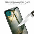 For Samsung Galaxy A22 5G Colorful Painted Glass Shockproof Protective Case(Moon)