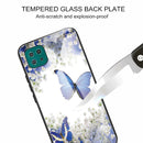 For Samsung Galaxy A22 5G Colorful Painted Glass Shockproof Protective Case(Flowers and Butterflies)