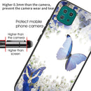 For Samsung Galaxy A22 5G Colorful Painted Glass Shockproof Protective Case(Flowers and Butterflies)