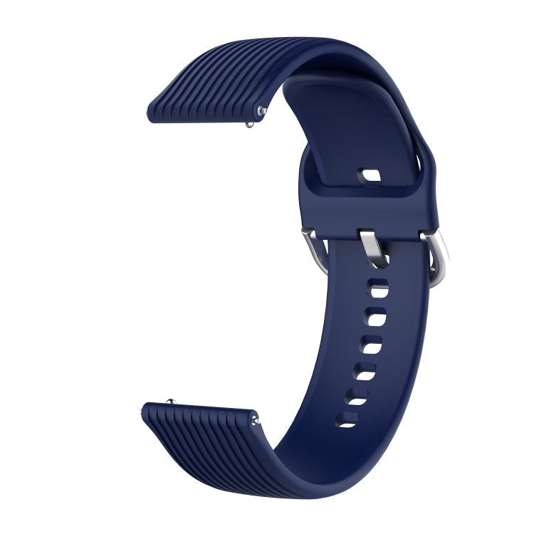 20mm Vertical Texture Silicone Watch Band(Navy Blue)