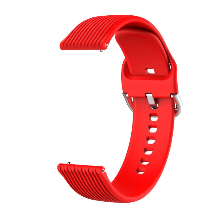 20mm Vertical Texture Silicone Watch Band(Red)