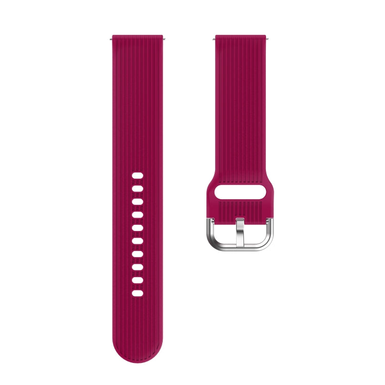 20mm Vertical Texture Silicone Watch Band(Wine Red)