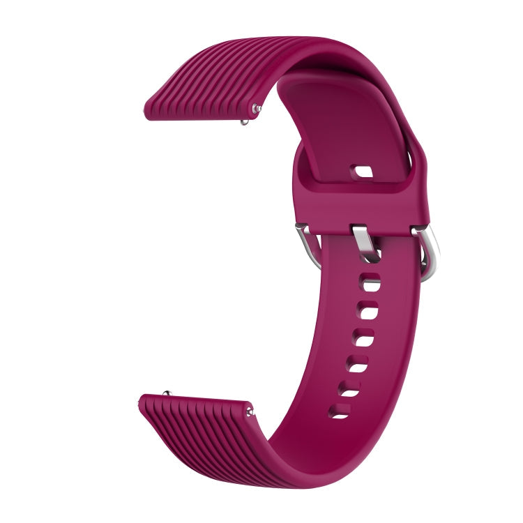 20mm Vertical Texture Silicone Watch Band(Wine Red)