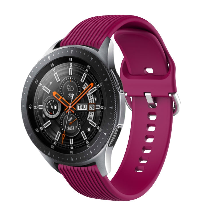 20mm Vertical Texture Silicone Watch Band(Wine Red)