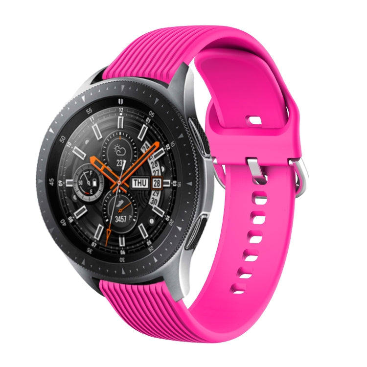 20mm Vertical Texture Silicone Watch Band(Rose Red)
