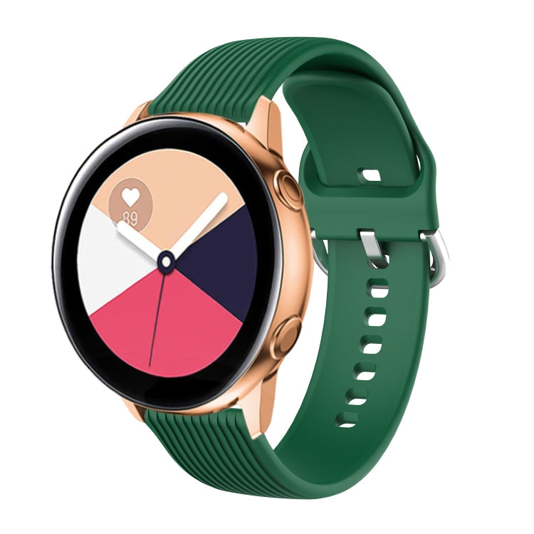 20mm Vertical Texture Silicone Watch Band(Dark Green)
