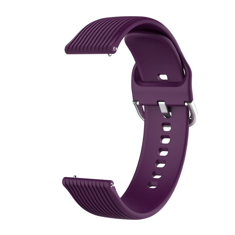 20mm Vertical Texture Silicone Watch Band(Purple)