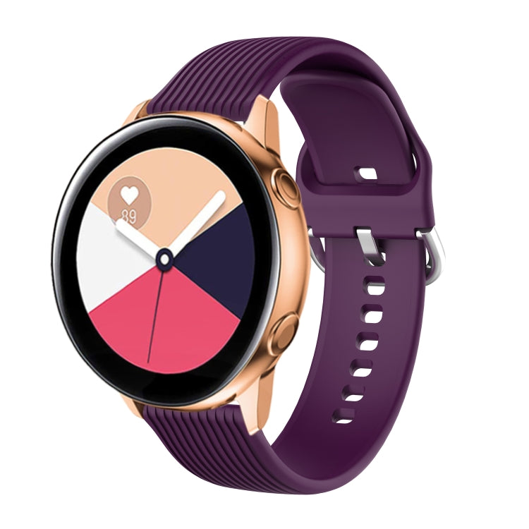 20mm Vertical Texture Silicone Watch Band(Purple)