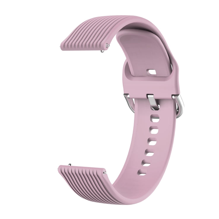 22mm Vertical Texture Silicone Watch Band(Light Purple)