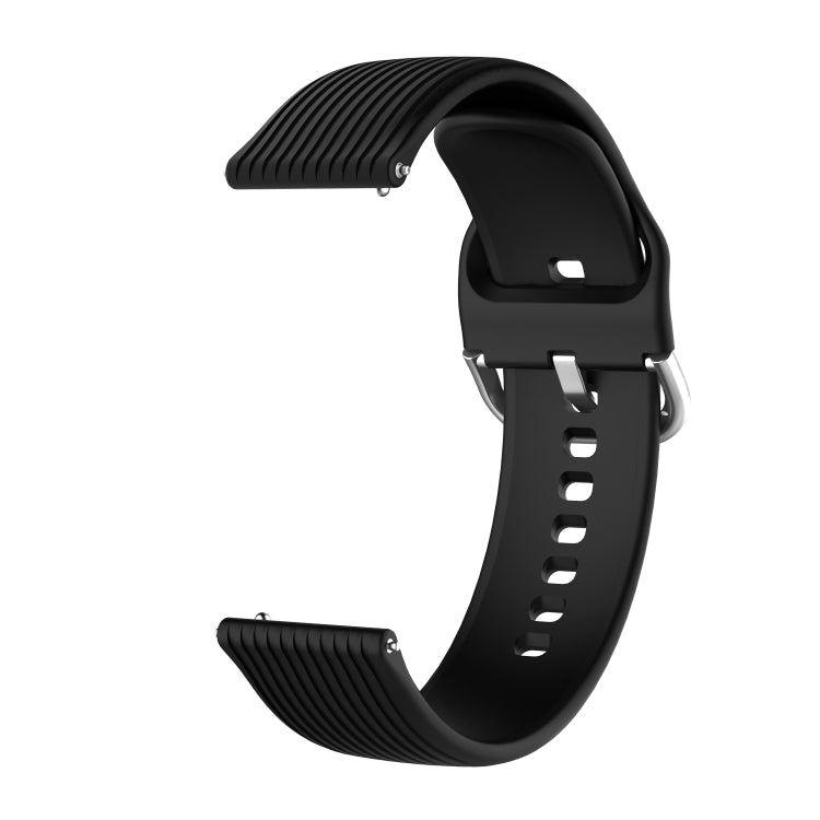 22mm Vertical Texture Silicone Watch Band(Black)