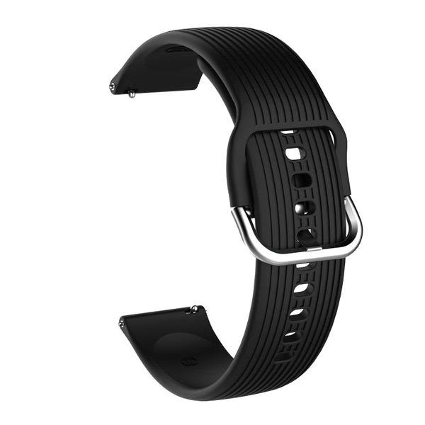 22mm Vertical Texture Silicone Watch Band(Black)