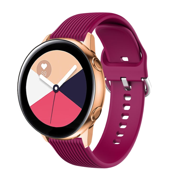 22mm Vertical Texture Silicone Watch Band(Wine Red)