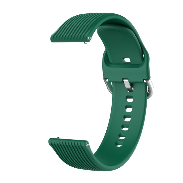 22mm Vertical Texture Silicone Watch Band(Dark Green)