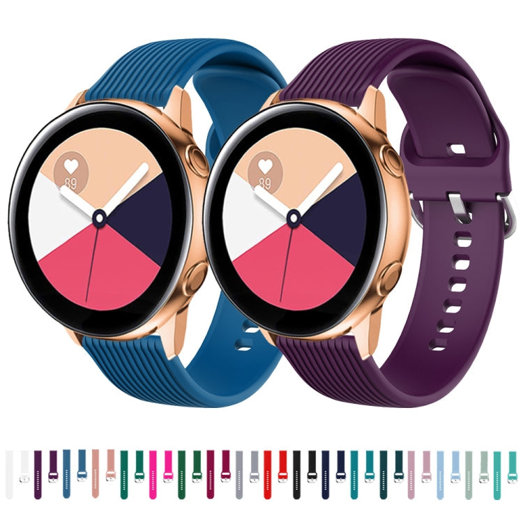 22mm Vertical Texture Silicone Watch Band(Rose Red)