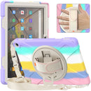 For Amazon Kindle Fire HD 10 2021 Silicone + PC Protective Case with Holder & Shoulder Strap(Colorful Pink)