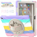For Amazon Kindle Fire HD 10 2021 Silicone + PC Protective Case with Holder & Shoulder Strap(Colorful Pink)