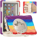 For Amazon Kindle Fire HD 10 2021 Silicone + PC Protective Case with Holder & Shoulder Strap(Colorful Red)