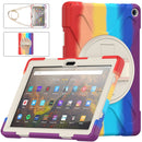 For Amazon Kindle Fire HD 10 2021 Silicone + PC Protective Case with Holder & Shoulder Strap(Colorful Red)
