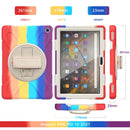 For Amazon Kindle Fire HD 10 2021 Silicone + PC Protective Case with Holder & Shoulder Strap(Colorful Red)