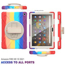 For Amazon Kindle Fire HD 10 2021 Silicone + PC Protective Case with Holder & Shoulder Strap(Colorful Red)